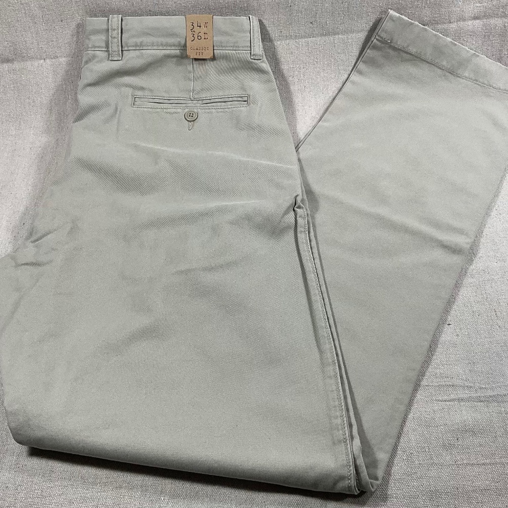J Crew Broken In Pants Mens 34x36 Tan Classic Fit Cotton Straight Casual Chino